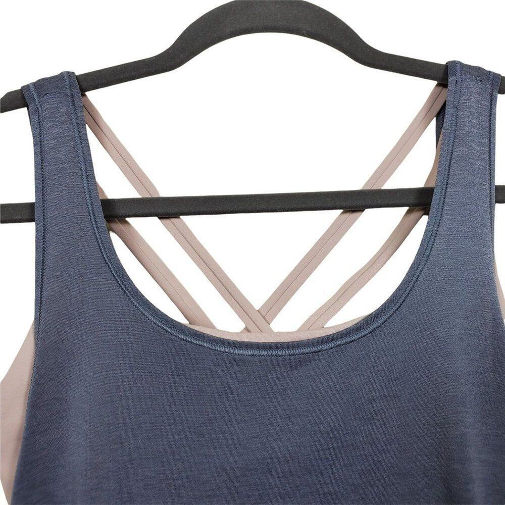 Lululemon Athletica Tank Top Built In Bra Women Size 6 Gray Beige Wrap Back - Picture 4 of 8